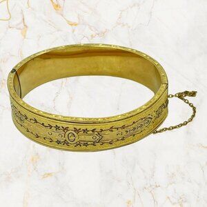 Hayward Vintage Gold Filled Hinged Bangle Bracelet Floral 6.5"